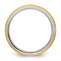 14k Two-Tone W/Y 8mm Step Edge Wedding Band Size 8.5