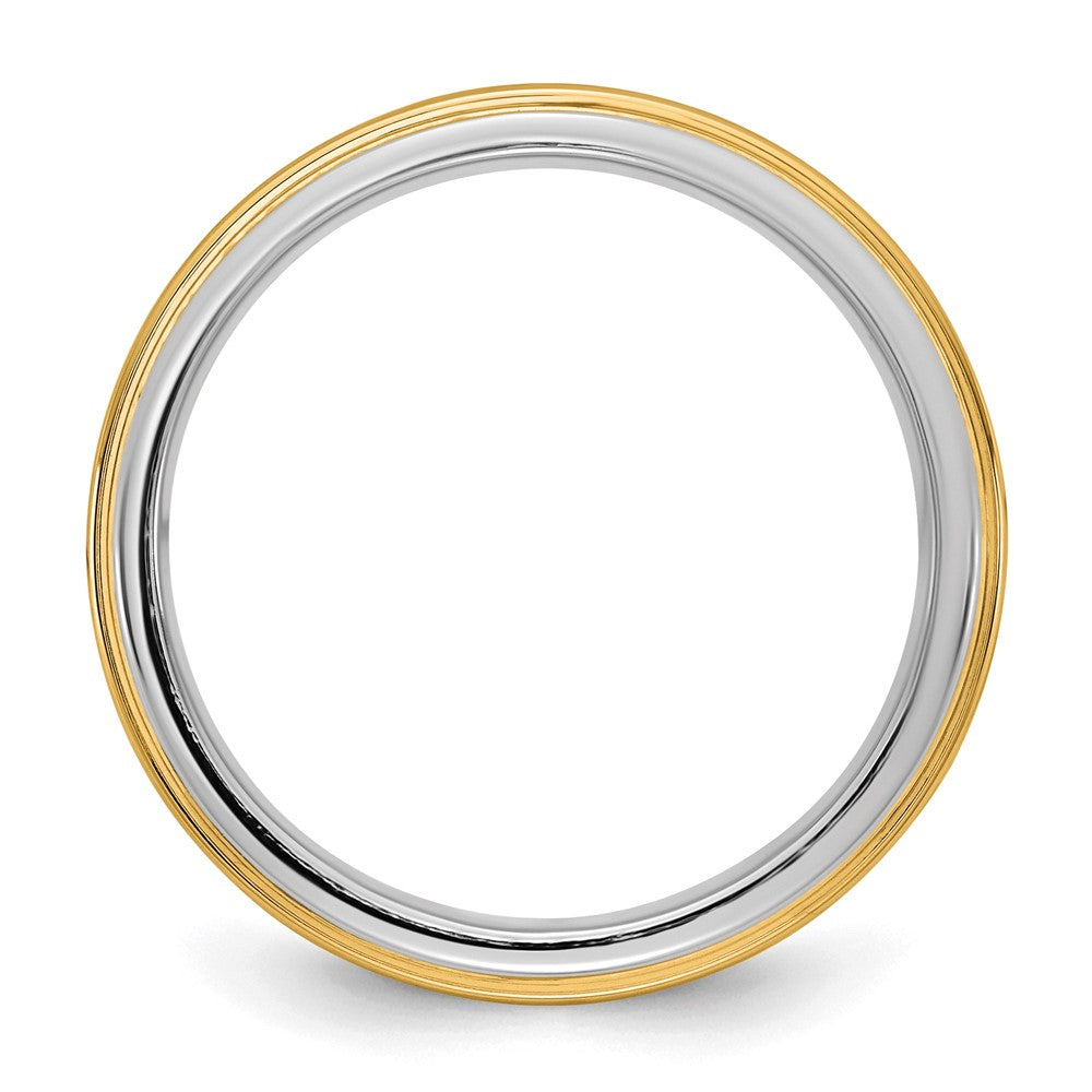 14k Two-Tone W/Y 8mm Step Edge Wedding Band Size 9