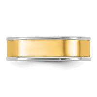 14k Two-Tone W/Y 6mm Step Up Flat Edge Wedding Band Size 10.5