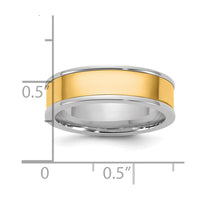 14k Two-Tone W/Y 6mm Step Up Flat Edge Wedding Band Size 11.5