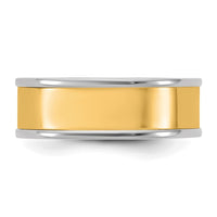 14k Two-Tone W/Y 7mm Step Up Flat Edge Wedding Band Size 12.5