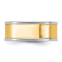14k Two-Tone W/Y 8mm Step Up Flat Edge Wedding Band Size 11.5