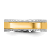 14k Two-Tone W/Y 6mm Milgrain Wedding Band Size 11.5