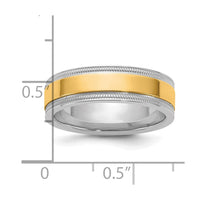14k Two-Tone W/Y 6mm Milgrain Wedding Band Size 13.5
