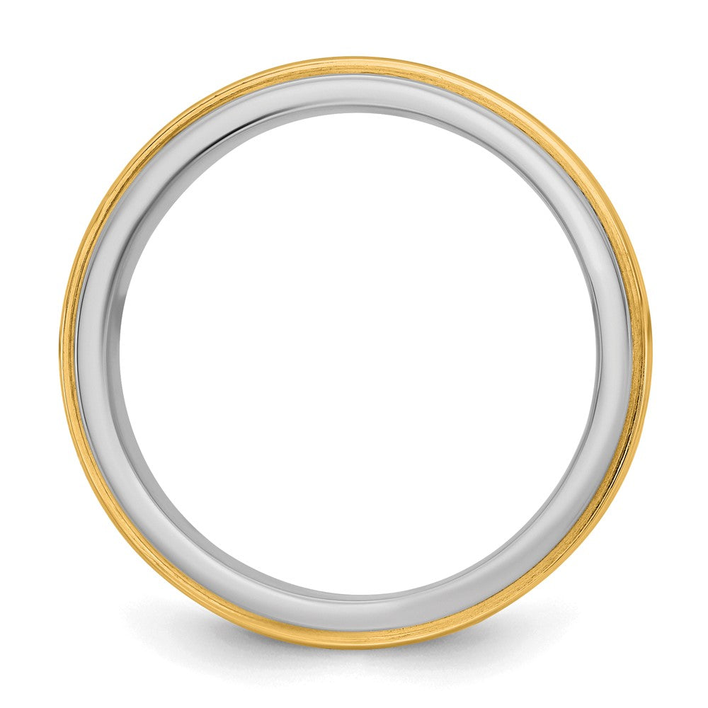 14k Two-Tone W/Y 6mm Double Banded Wedding Band Size 13