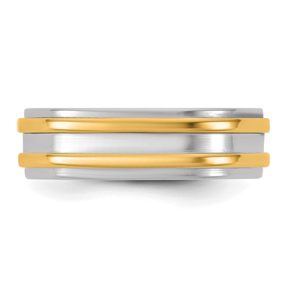 14k Two-Tone W/Y 6mm Double Banded Wedding Band Size 10.5