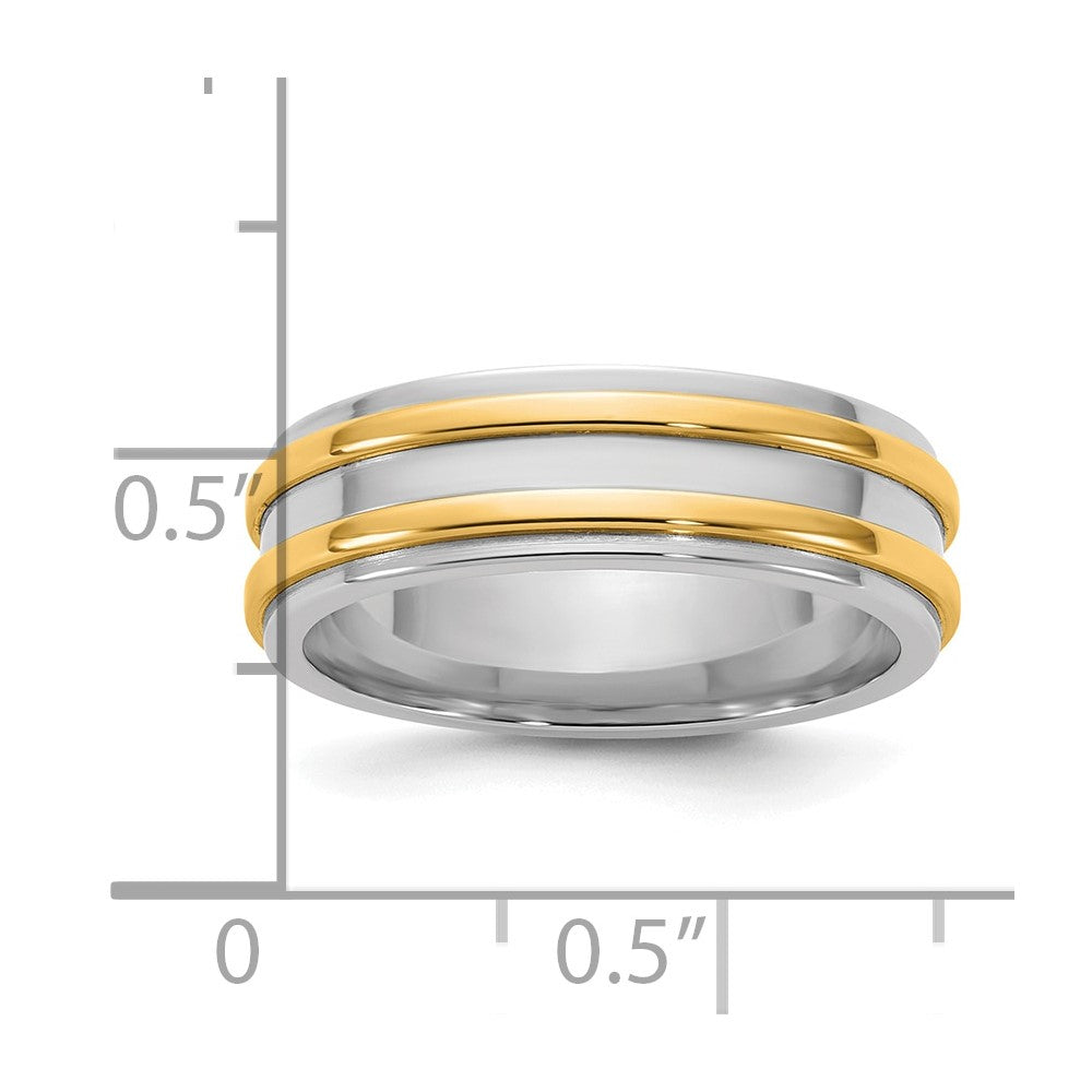 14k Two-Tone W/Y 6mm Double Banded Wedding Band Size 7