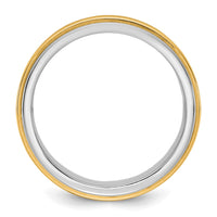 14k Two-Tone W/Y 7mm Double Banded Wedding Band Size 11