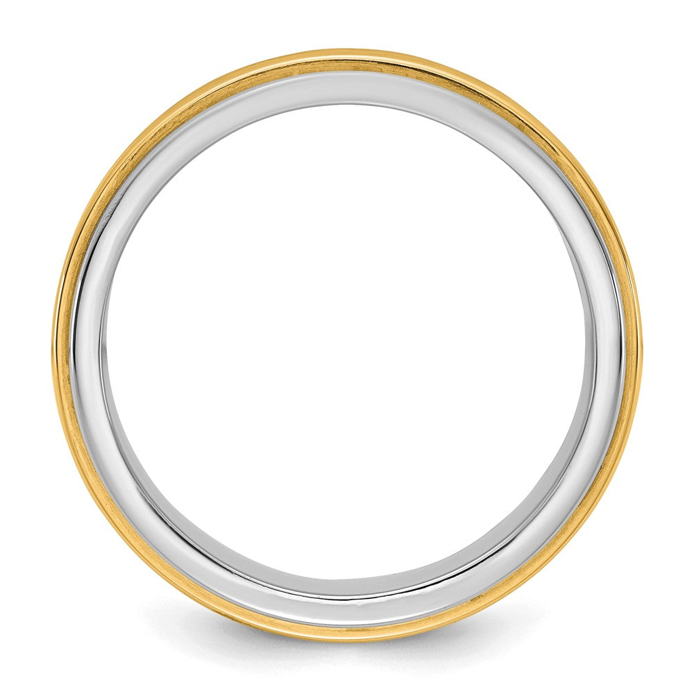 14k Two-Tone W/Y 7mm Double Banded Wedding Band Size 12.5