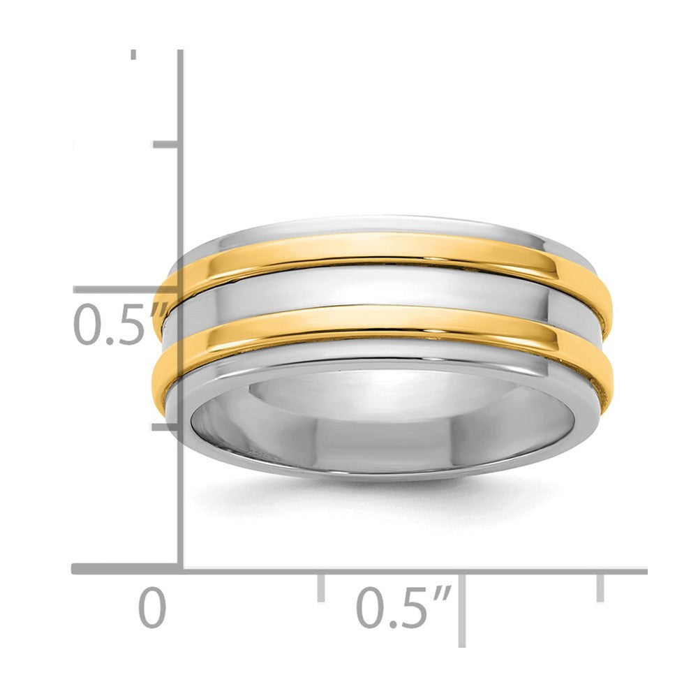 14k Two-Tone W/Y 7mm Double Banded Wedding Band Size 12
