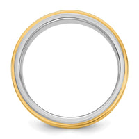 14k Two-Tone W/Y 8mm Double Banded Wedding Band Size 8