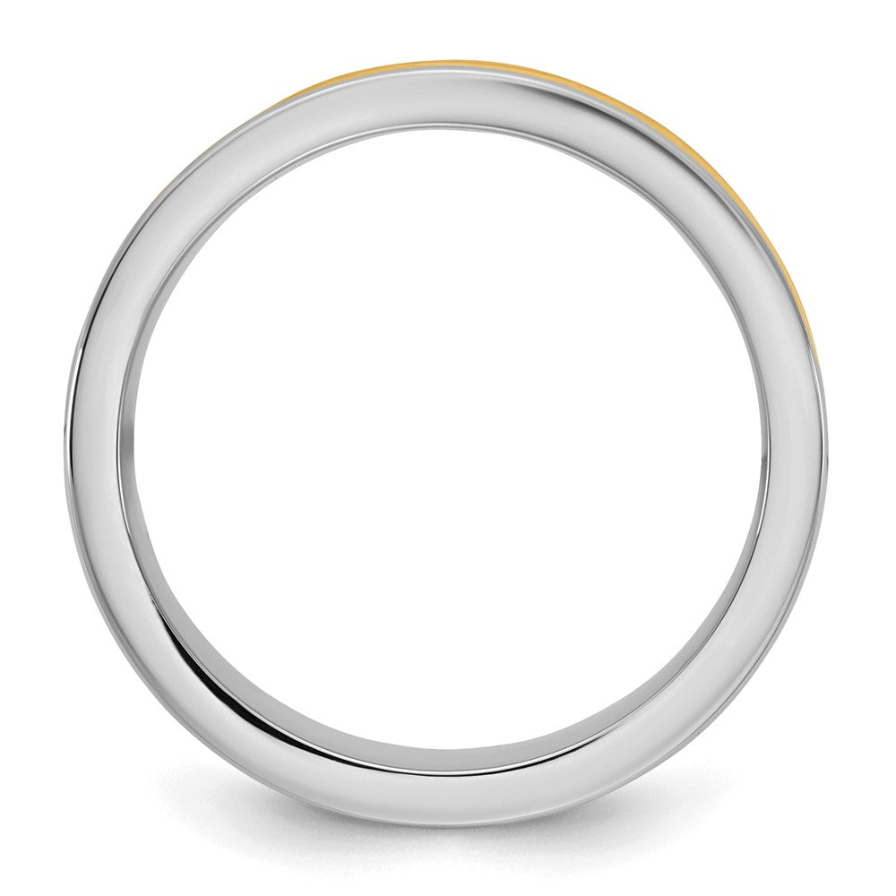 14k Two-Tone W/Y 6mm Step Up Beveled Wedding Band Size 13.5