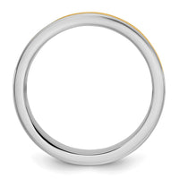 14k Two-Tone W/Y 6mm Step Up Beveled Wedding Band Size 8