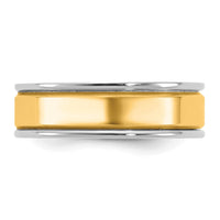 14k Two-Tone W/Y 6mm Step Up Beveled Wedding Band Size 13.5