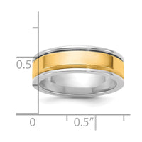 14k Two-Tone W/Y 6mm Step Up Beveled Wedding Band Size 9