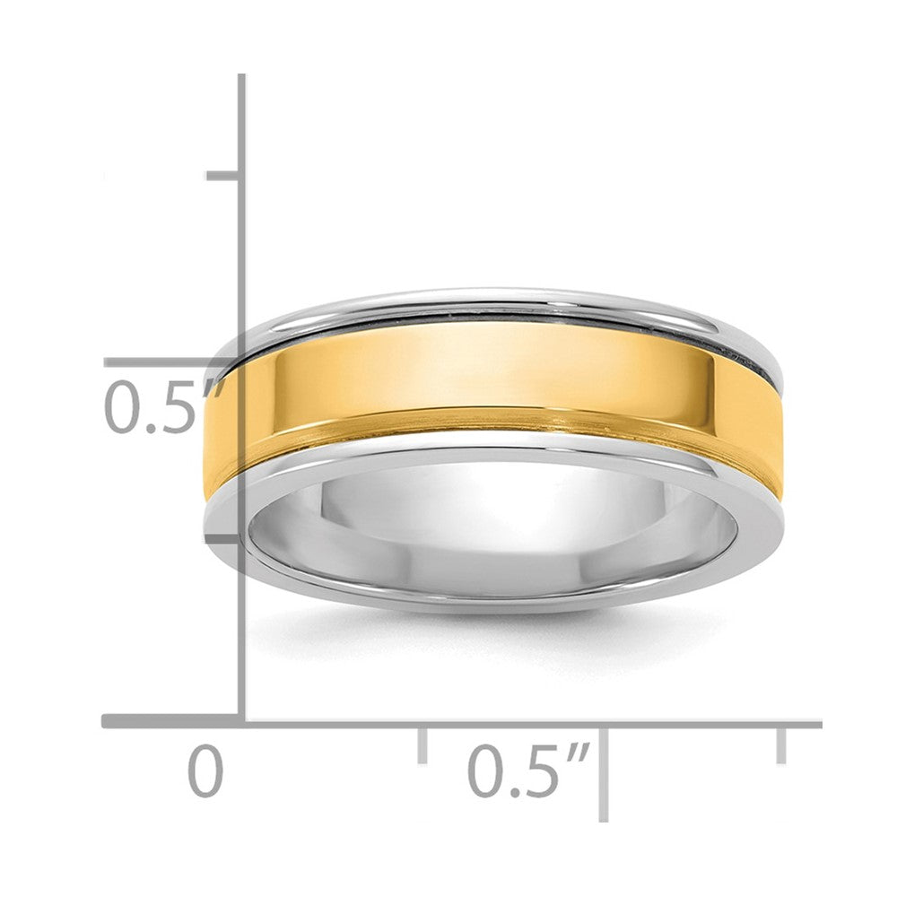 14k Two-Tone W/Y 6mm Step Up Beveled Wedding Band Size 8