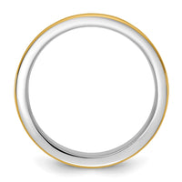 14k Two-Tone W/Y 7mm Step Up Beveled Wedding Band Size 13