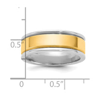 14k Two-Tone W/Y 7mm Step Up Beveled Wedding Band Size 10