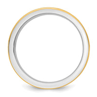 14k Two-Tone W/Y 8mm Step Up Beveled Wedding Band Size 13