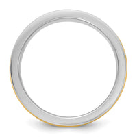14k Two-Tone W/Y 6mm Half Round Wedding Band Size 9.5
