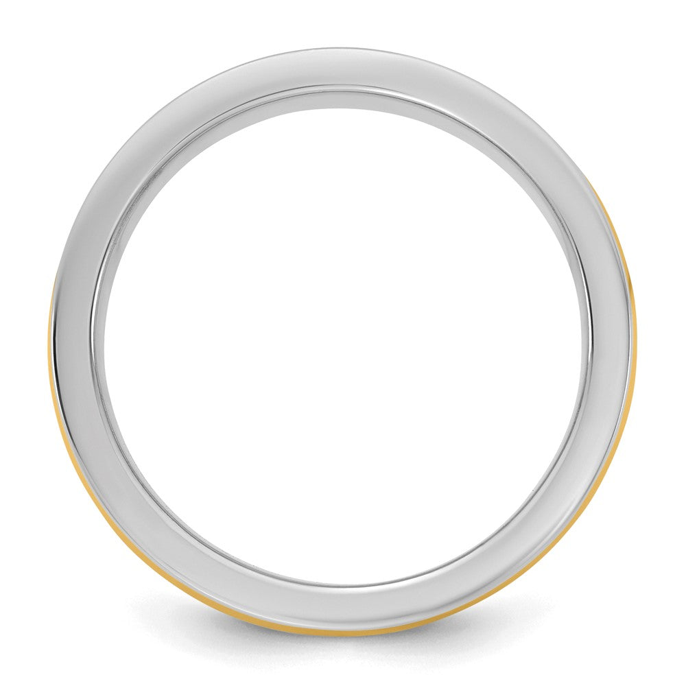 14k Two-Tone W/Y 6mm Half Round Wedding Band Size 13.5
