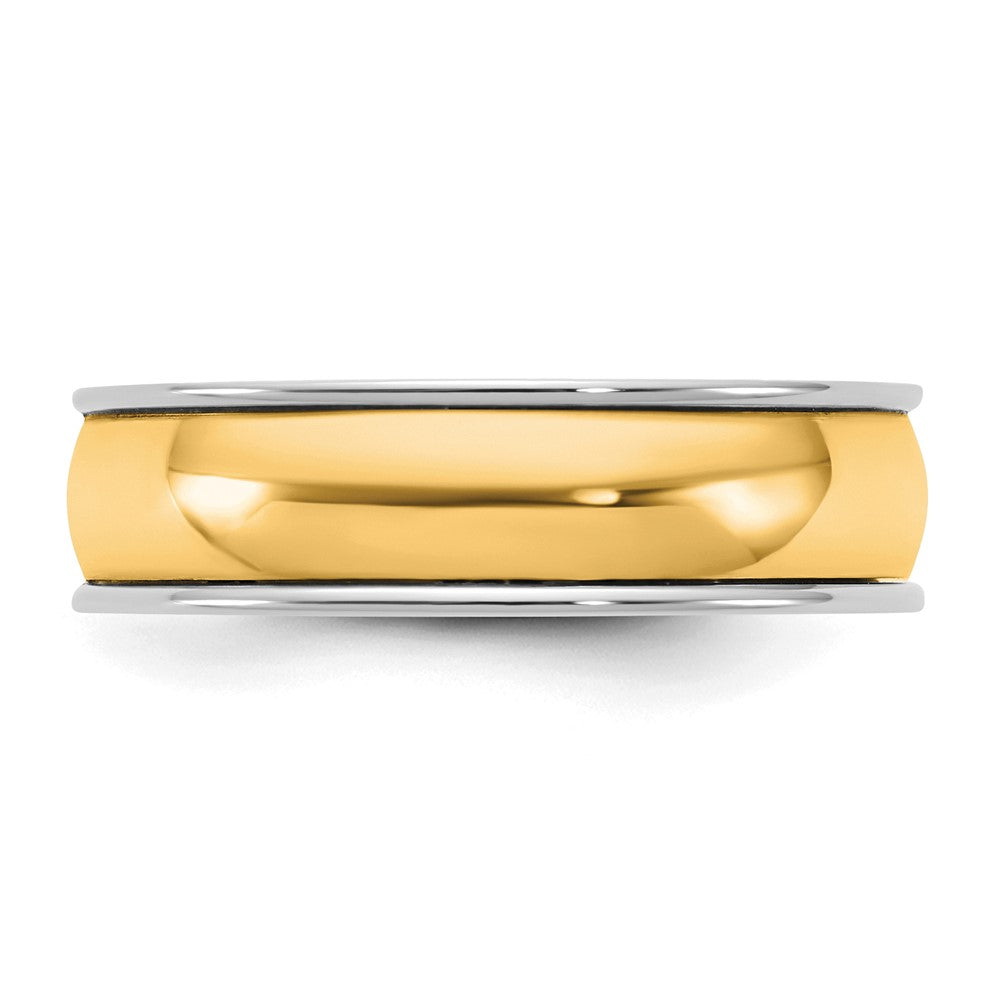 14k Two-Tone W/Y 6mm Half Round Wedding Band Size 9