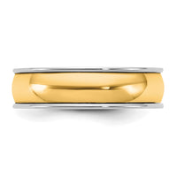 14k Two-Tone W/Y 6mm Half Round Wedding Band Size 11