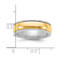 14k Two-Tone W/Y 6mm Half Round Wedding Band Size 7