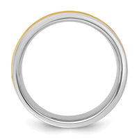 14k Two-Tone W/Y 7mm Half Round Wedding Band Size 11.5