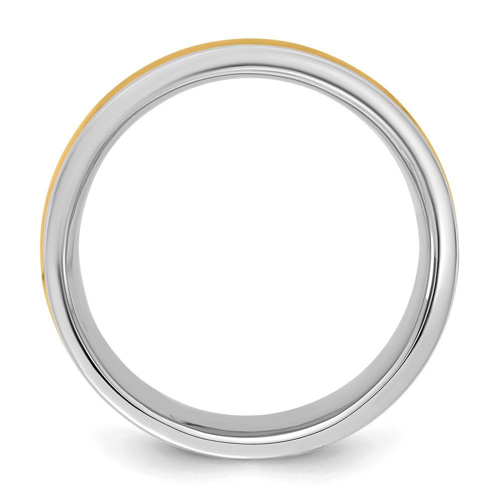 14k Two-Tone W/Y 7mm Half Round Wedding Band Size 13