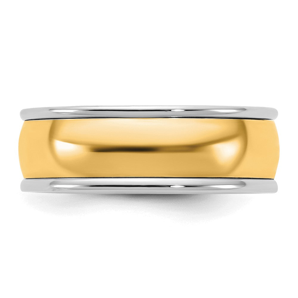 14k Two-Tone W/Y 7mm Half Round Wedding Band Size 13.5
