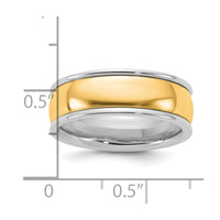 14k Two-Tone W/Y 7mm Half Round Wedding Band Size 13