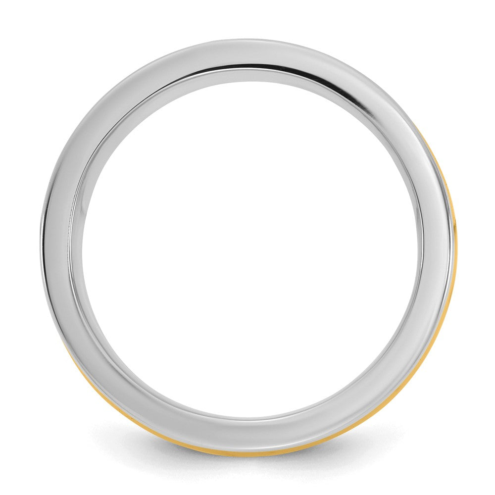 14k Two-Tone W/Y 8mm Half Round Wedding Band Size 7.5