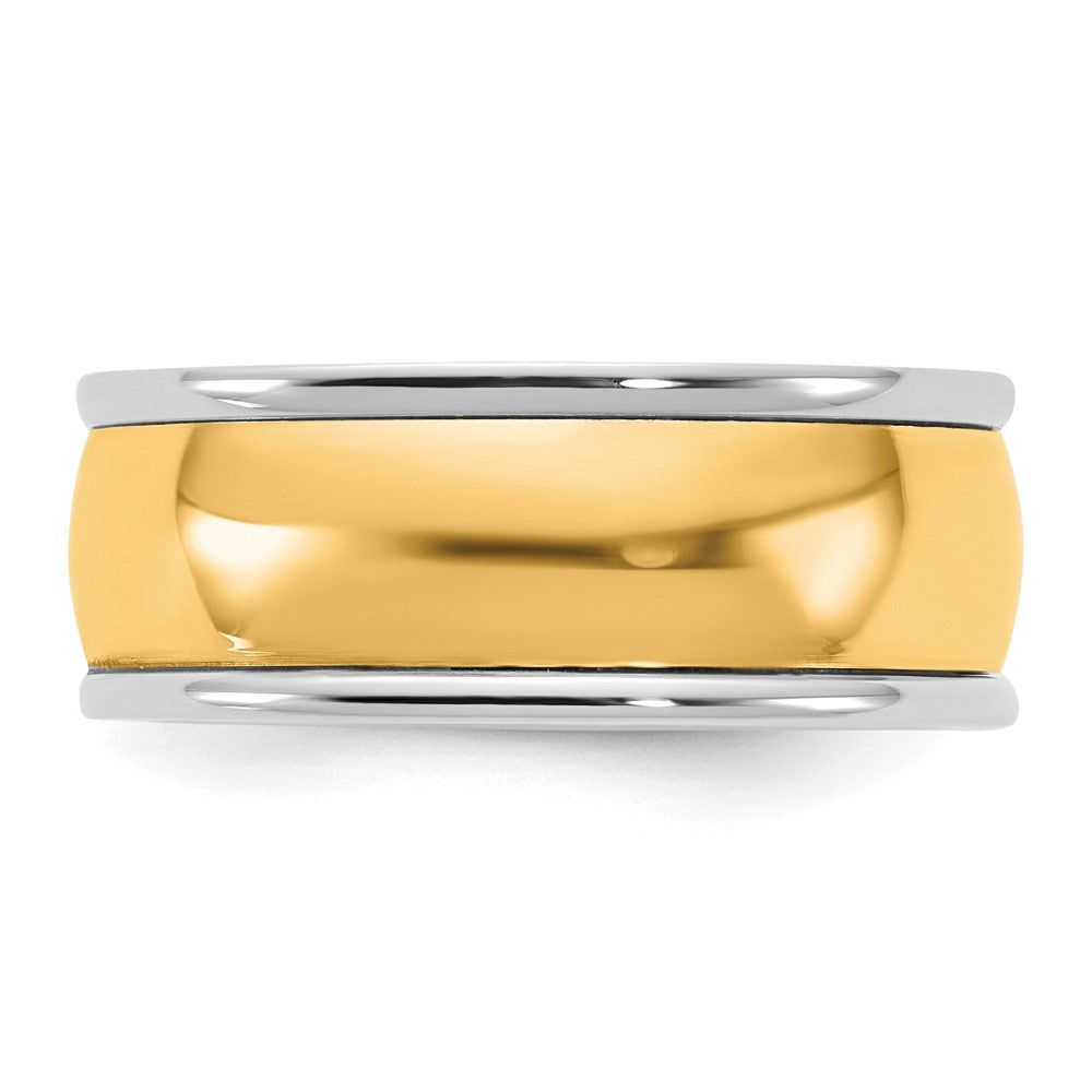 14k Two-Tone W/Y 8mm Half Round Wedding Band Size 12