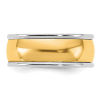 14k Two-Tone W/Y 8mm Half Round Wedding Band Size 13