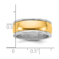 14k Two-Tone W/Y 8mm Half Round Wedding Band Size 7.5