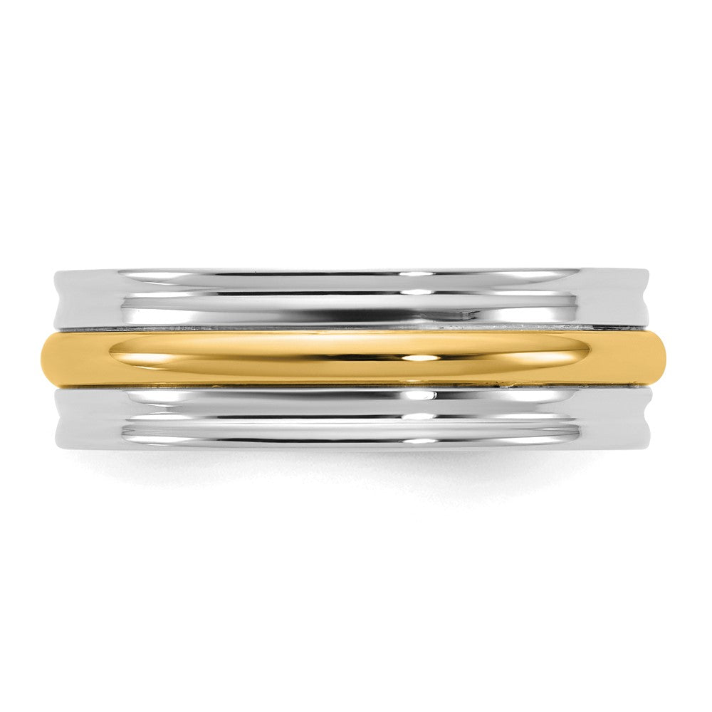 14k Two-Tone W/Y 6mm Single Banded Wedding Band Size 7