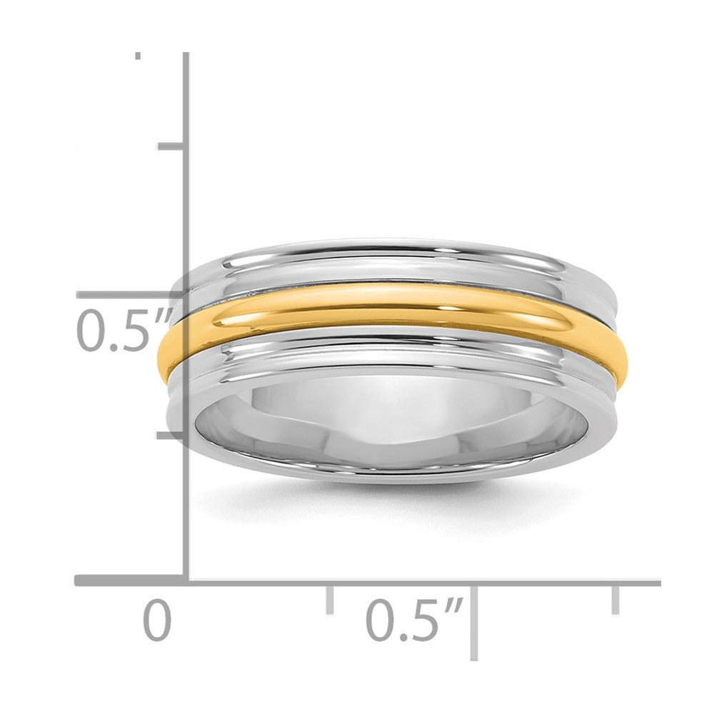 14k Two-Tone W/Y 6mm Single Banded Wedding Band Size 10