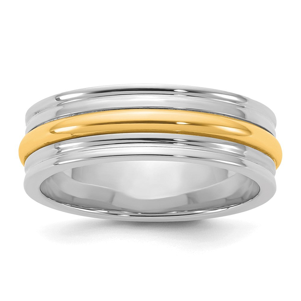 14k Two-Tone W/Y 6mm Single Banded Wedding Band Size 7