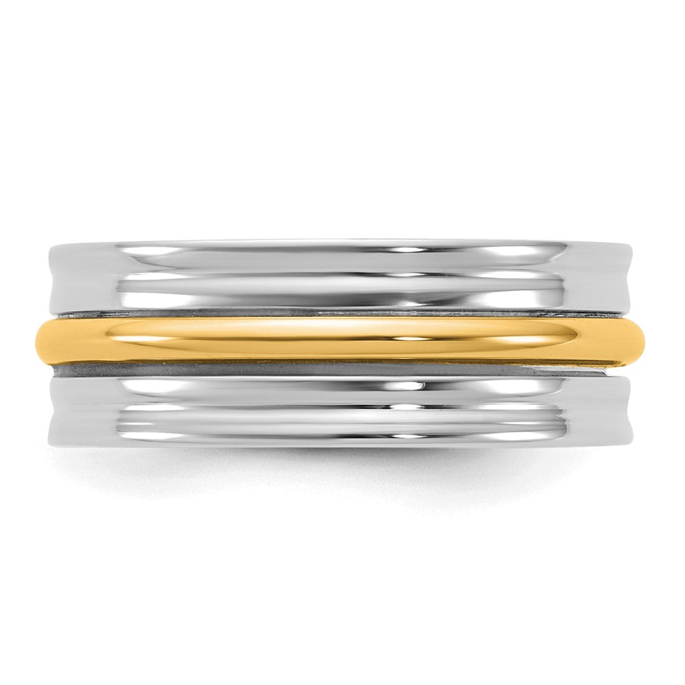 14k Two-Tone W/Y 7mm Single Banded Wedding Band Size 10.5
