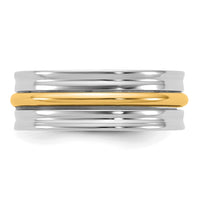 14k Two-Tone W/Y 7mm Single Banded Wedding Band Size 10.5