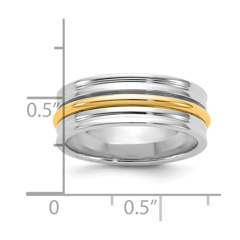 14k Two-Tone W/Y 7mm Single Banded Wedding Band Size 10.5