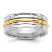 14k Two-Tone W/Y 7mm Single Banded Wedding Band Size 12.5
