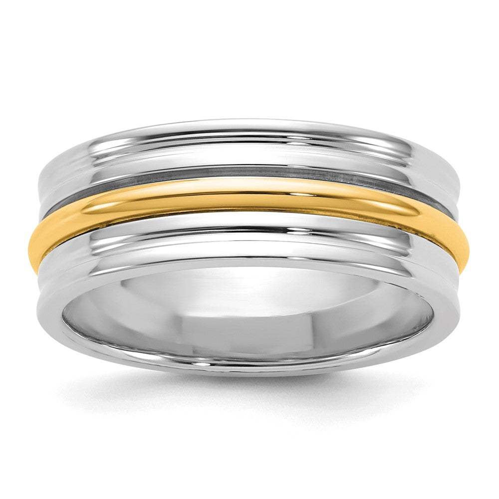 14k Two-Tone W/Y 7mm Single Banded Wedding Band Size 10.5