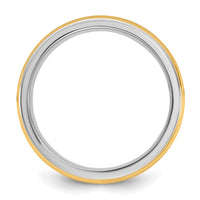 14k Two-Tone W/Y 8mm Single Banded Wedding Band Size 7.5