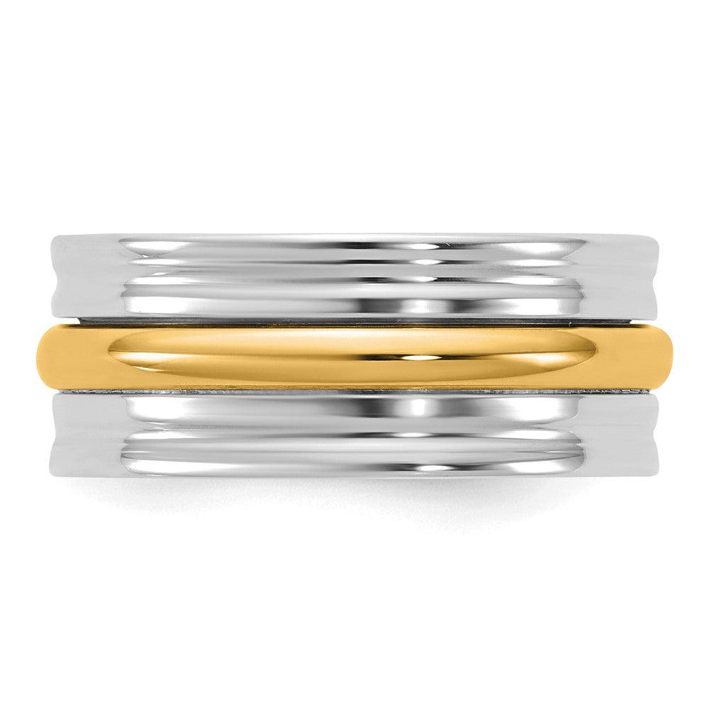 14k Two-Tone W/Y 8mm Single Banded Wedding Band Size 9.5