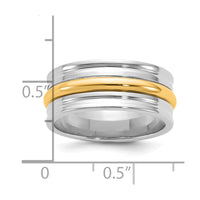 14k Two-Tone W/Y 8mm Single Banded Wedding Band Size 7.5