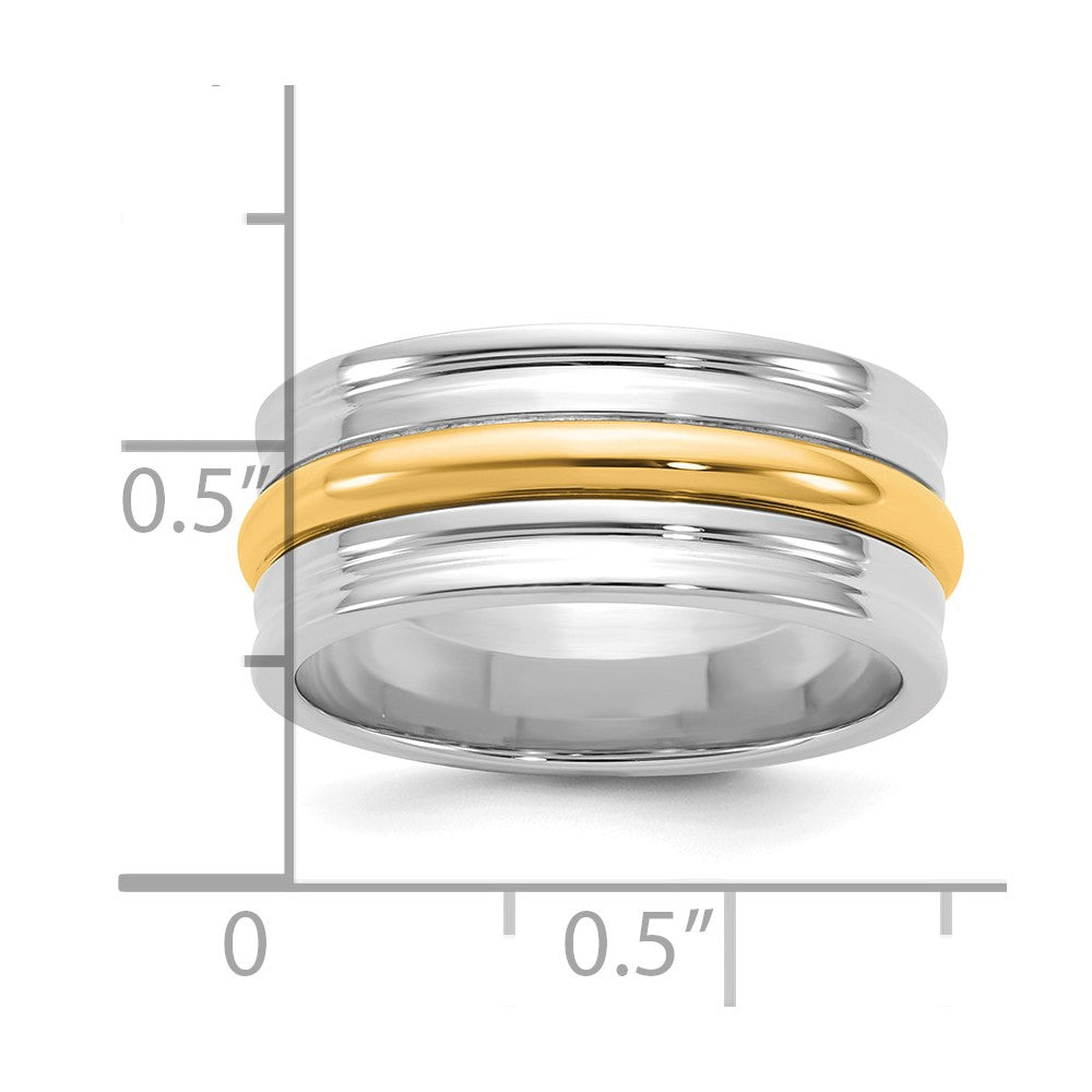 14k Two-Tone W/Y 8mm Single Banded Wedding Band Size 9