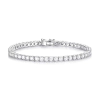 Tennis Chains, 4.0mm 925 sterling silver - platinum, Moissanite Diamond With GRA Certificate VVS1 - D ABC Jewelries