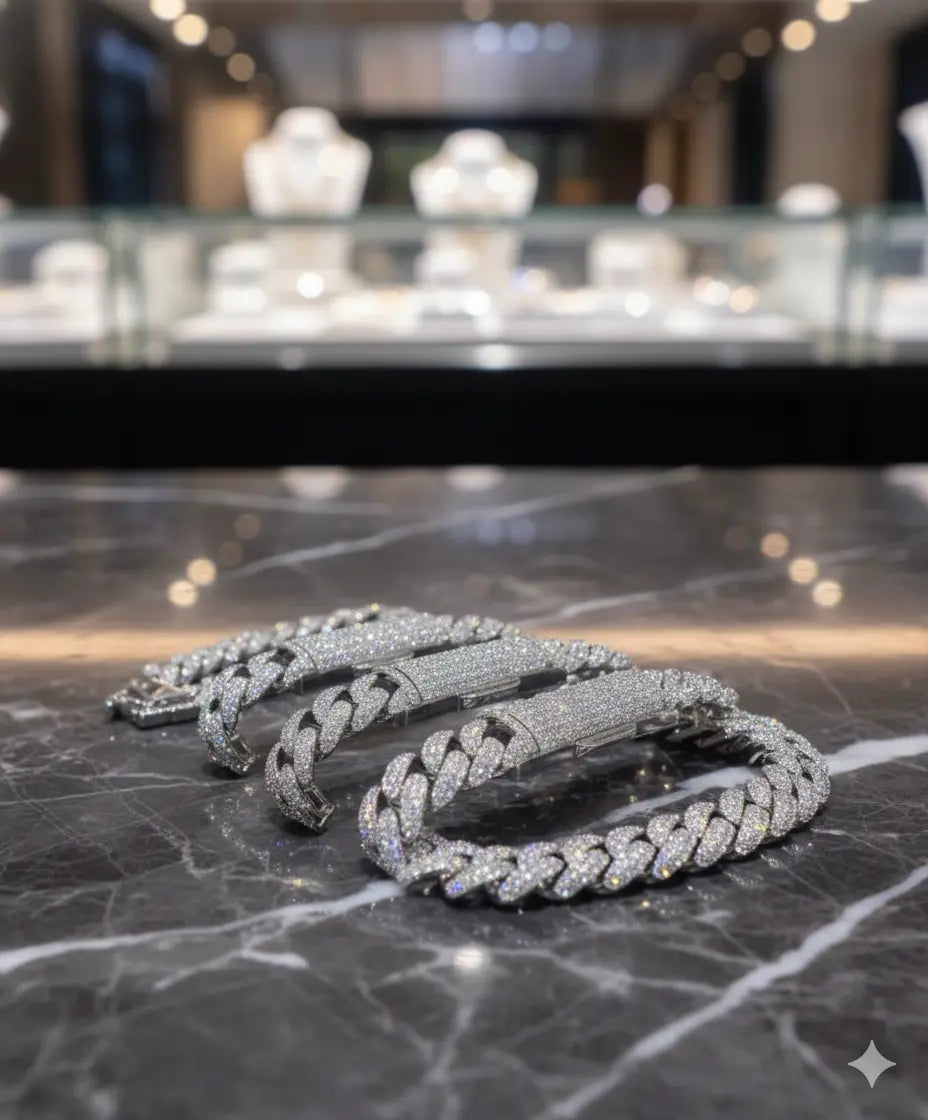 Tennis Chains, 6.5mm 925 sterling silver - platinum, Moissanite Diamond With GRA Certificate VVS1 - D ABC Jewelries